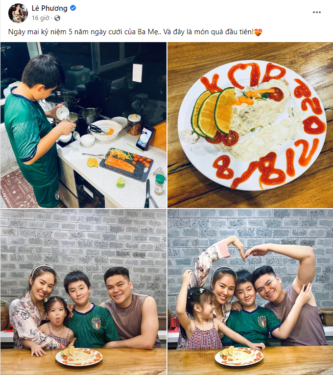 Kỷ niệm 5 năm ngày cưới, Lê Phương lần đầu nhận được món quà ý nghĩa từ con trai